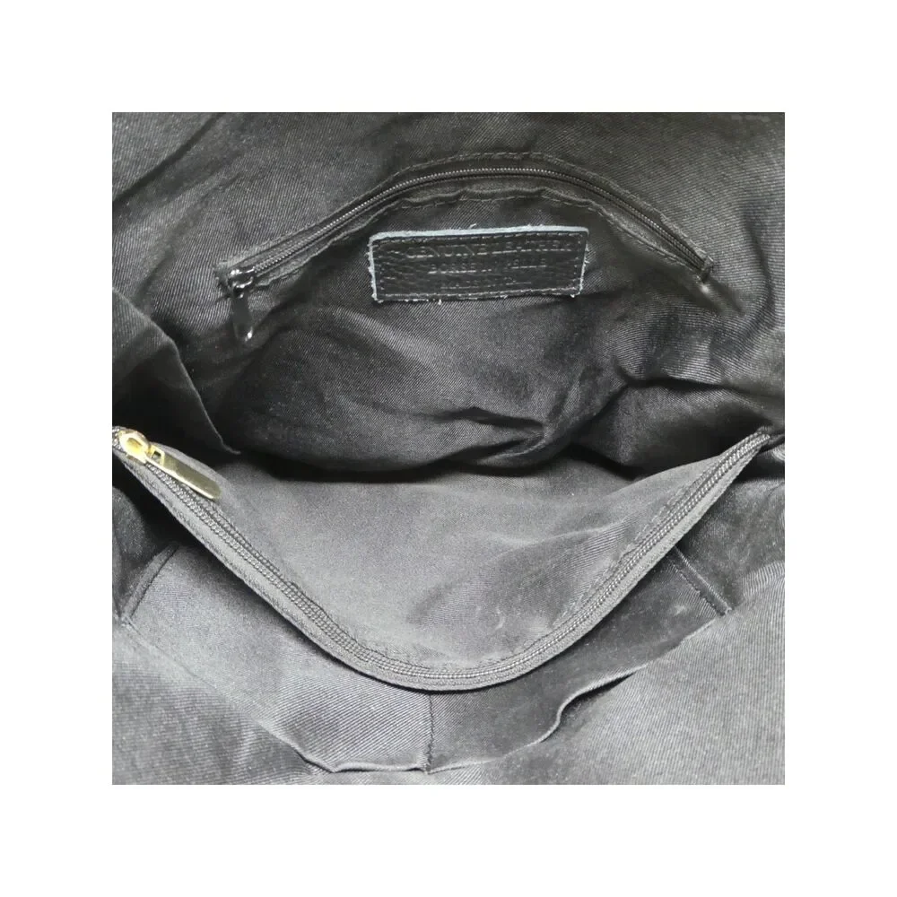 Borse In Pelle Black Pebbled Leather Convertible Purse Backpack Bag